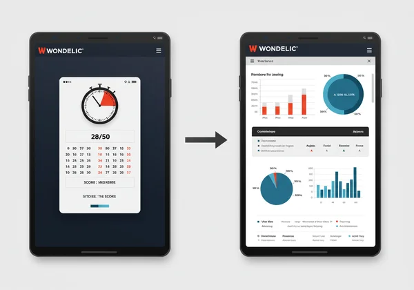 Wonderlic test score screen evolving into a detailed AI report.