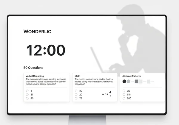 Professional Wonderlic practice test interface with timer