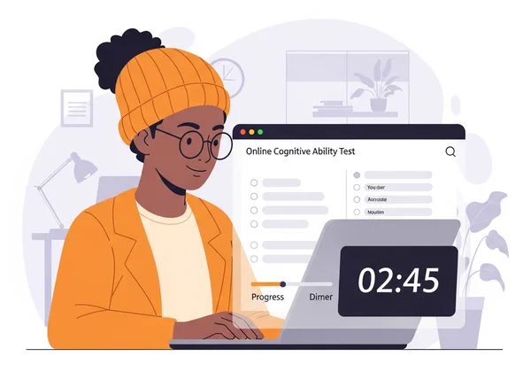 Person preparing for an online cognitive ability test