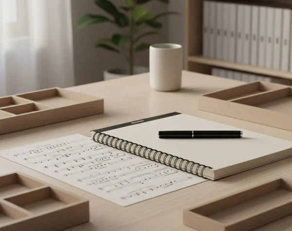 Practice score notes in a calm workspace