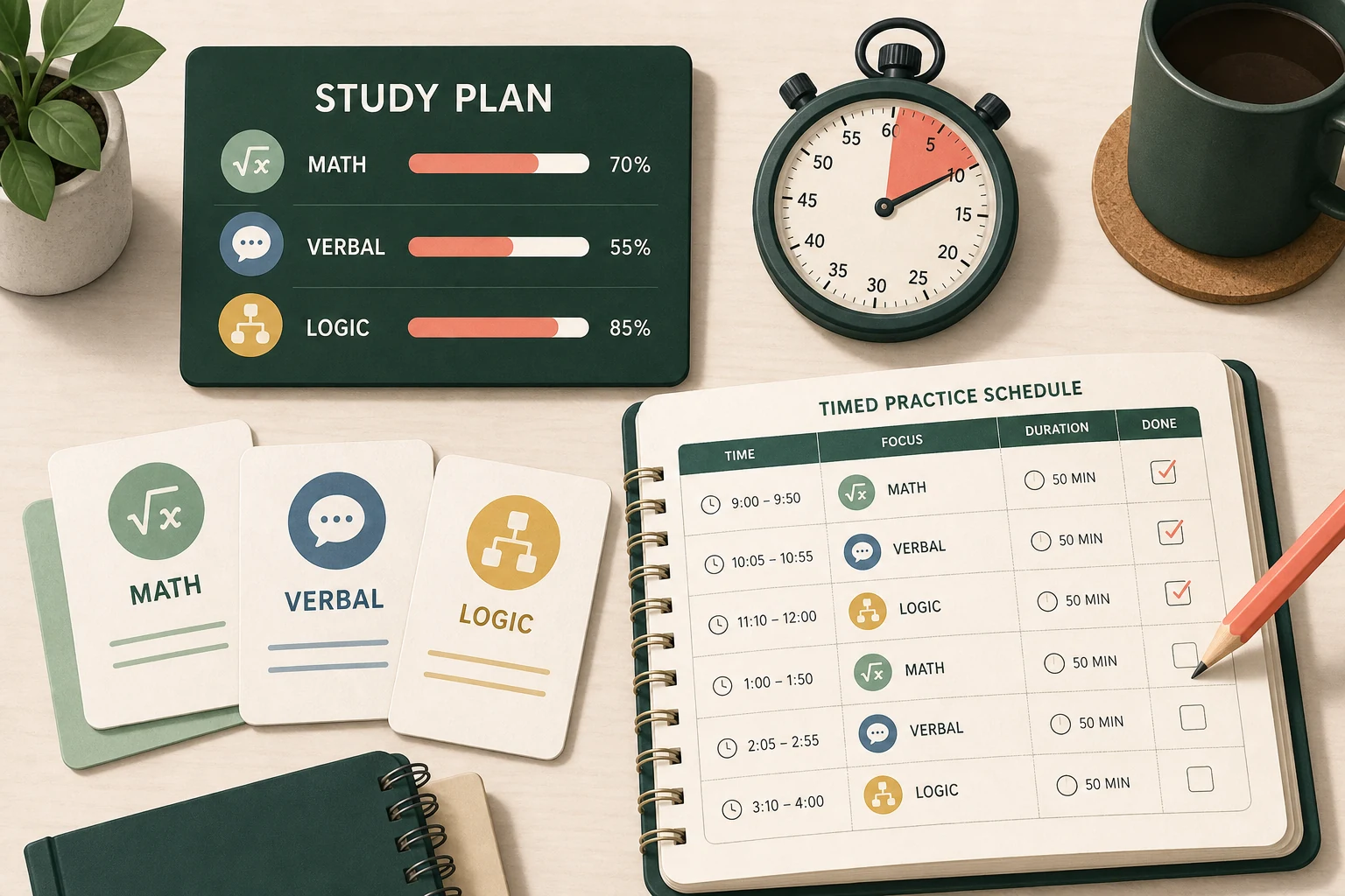 Timed cognitive practice plan